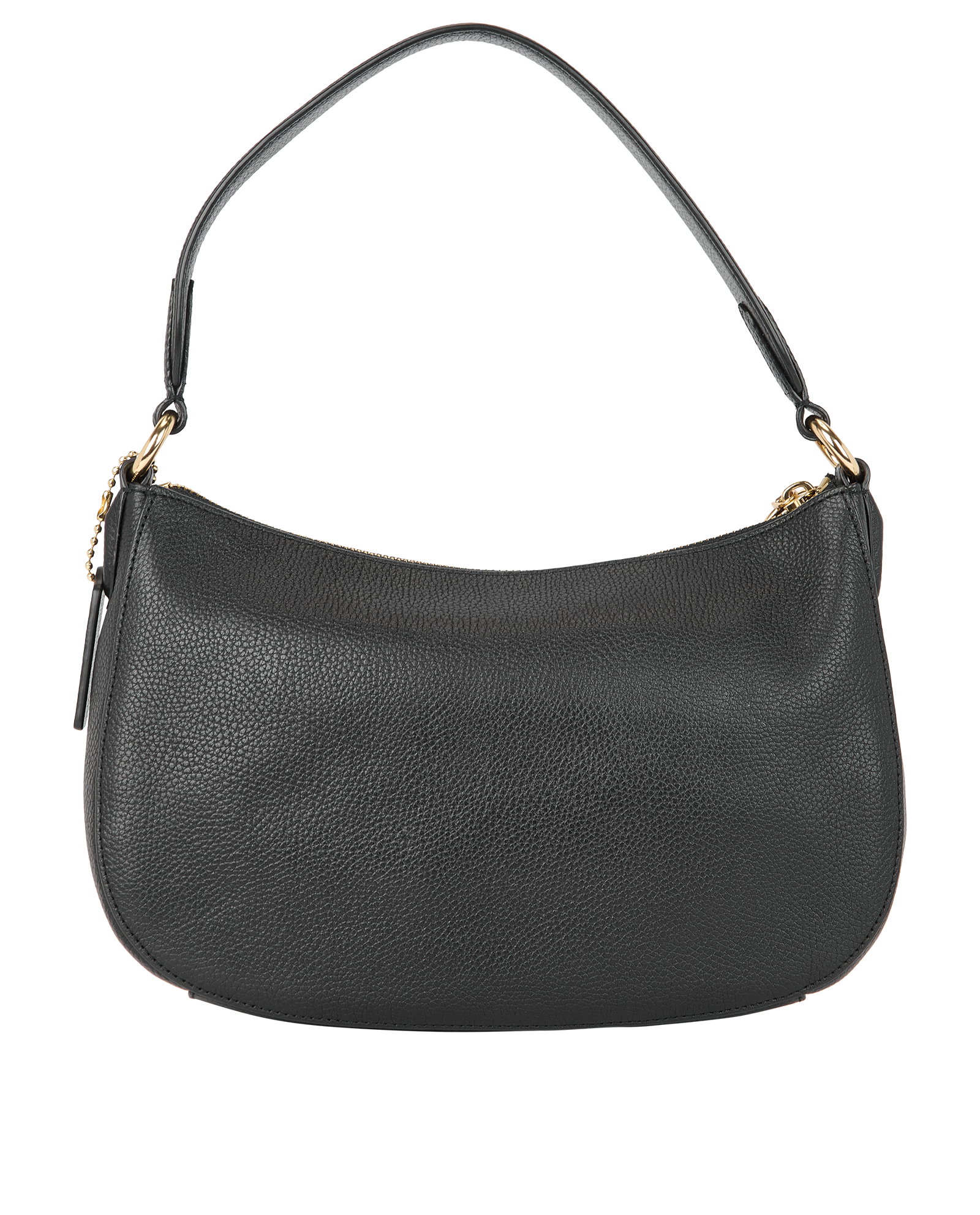 Zip Top Shoulder Bag, &pound;150, Handbags, Black, Leather, Back view